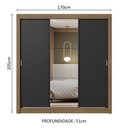 Ver imagem 7 de Guarda-roupa Casal 3 Portas de Correr com Espelho Rustic/preto Nobre Madesa Rustic/preto