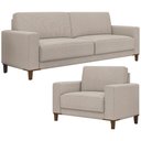 Ver imagem 1 de Kit Sofá 3 Lugares 214cm com 01 Poltrona Decorativa Viso M03 Linho Cru - Lyam Decor