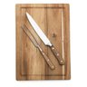 Kit Churrasco 3 Peças Tábua Madeira, Faca, Garfo Inox Kenya - 1