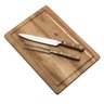 Kit Churrasco 3 Peças Tábua Madeira, Faca, Garfo Inox Kenya - 2