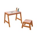 Ver imagem 1 de Mesa Infantil com Banquinho Madeira Rosa Quarto Menina Estudo Brinquedo