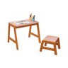 Mesa Infantil com Banquinho Madeira Rosa Quarto Menina Estudo Brinquedo - 1