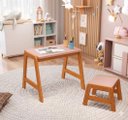 Ver imagem 2 de Mesa Infantil com Banquinho Madeira Rosa Quarto Menina Estudo Brinquedo
