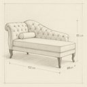 Ver imagem 4 de Sofá Recamier Divan 2 Lugares 150cm Bege Veludo Capitonê Pés Luis Xv Divani