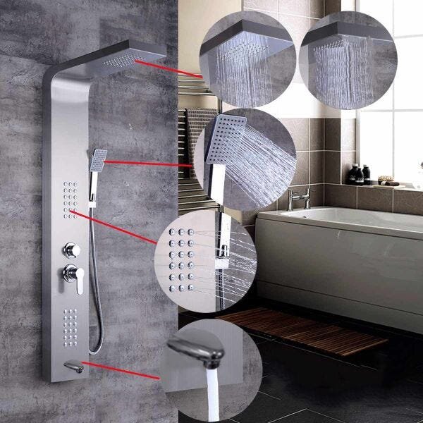 Chuveiro Luxo Aco Inox Escovado Banheiro Monocomando Água Quente e Frio - 1