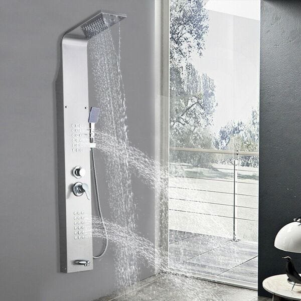 Chuveiro Luxo Aco Inox Escovado Banheiro Monocomando Água Quente e Frio - 2