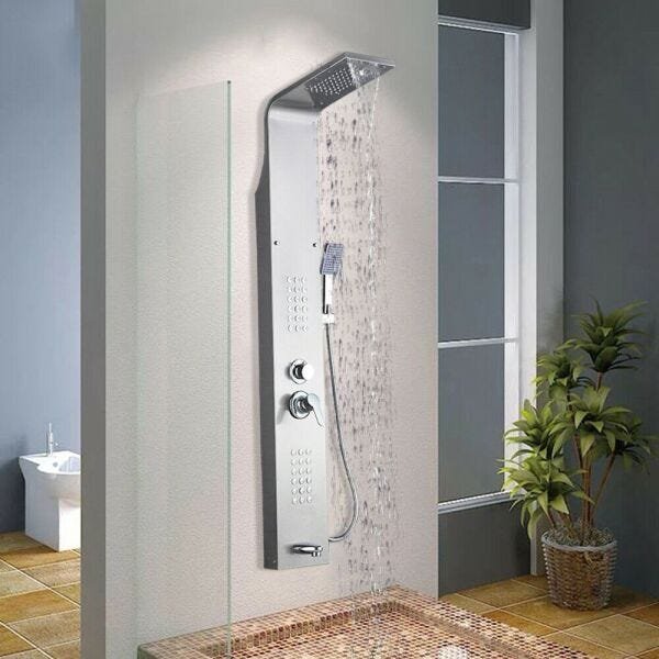 Chuveiro Luxo Aco Inox Escovado Banheiro Monocomando Água Quente e Frio - 3