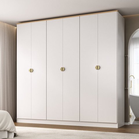Guarda-Roupa Casal 100% MDF 6 Portas Brescia Branco