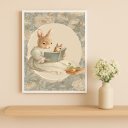 Ver imagem 1 de Quad Infantil Leitura Coelhinhos 24x18cm Mold Branca Vidro