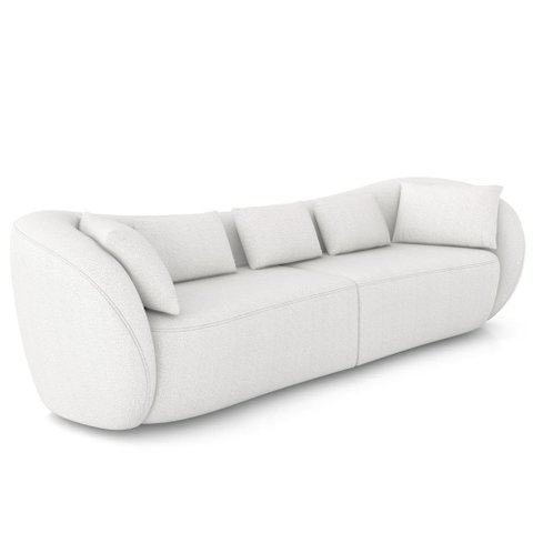 Sofá 3 Lugares para Sala Living Orgânico 212cm Eça P08 Bouclê Branco - Lyam Decor