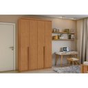 Ver imagem 1 de Guarda Roupa Solteiro 4 Portas 2 Gavetas MDF Amendoa Clean Alonzo Plus