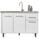 Ver imagem 1 de Balcão de Cozinha 120 Cm 3 Portas 1 Gaveta S/ Tampo Franca Branco