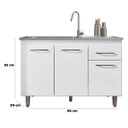 Ver imagem 4 de Balcão de Cozinha 120 Cm 3 Portas 1 Gaveta S/ Tampo Franca Branco