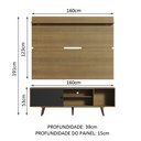 Ver imagem 3 de Rack Madesa Dubai e Painel para TV até 65 Polegadas com Pés Rustic/Preto 7K5Z Cor:Rustic/Preto/Rusti