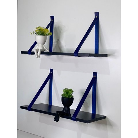 Kit 2 Prateleiras de Mdf Preto 50x20cm:azul