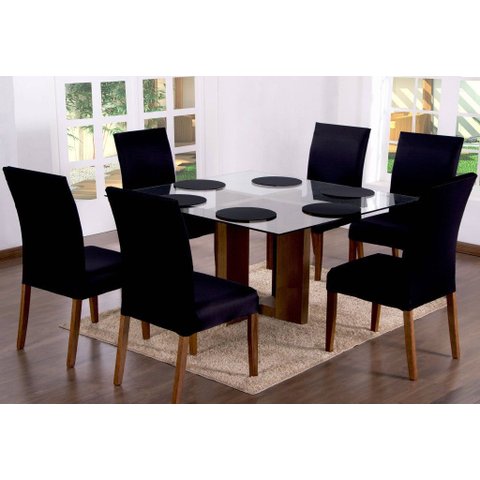 Capa de Cadeira Elástica Preta 06 Lugares