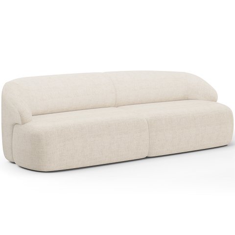 Sofá 3 Lugares Curvo Orgânico para Sala Living 250cm Barolo L06 Linho Mescla - Lyam Decor