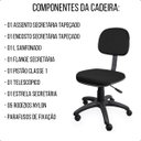 Ver imagem 4 de Cadeira Secretária Giratória Escritório Tecido com Rodízios
