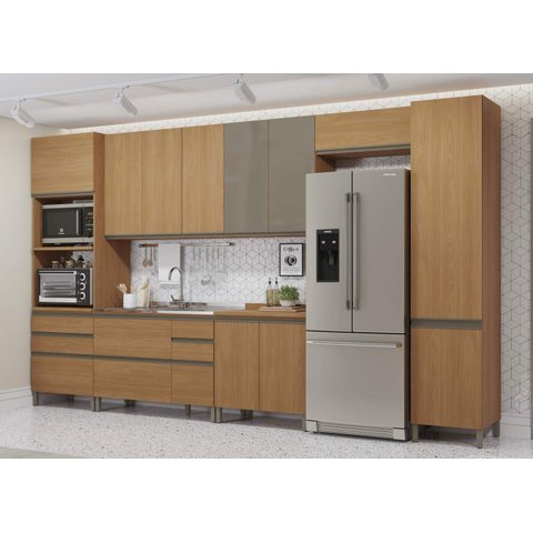 Armário de Cozinha Modulada Completa Reta 12 Peças 3,80m Maxxi Kappesberg