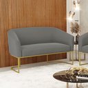 Ver imagem 2 de Sofá Namoradeira 2 Lugares Base Industrial Dourado Stella Suede D03 - D’Rossi Grafite