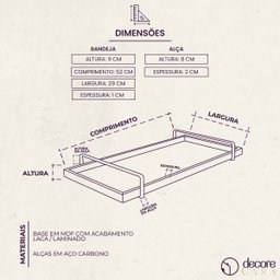 Bandeja de Servir Espelhada Ideal para Buffet Alça Dourada - Ártico - 3