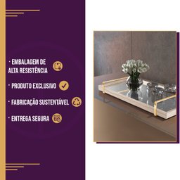 Bandeja de Servir Espelhada Ideal para Buffet Alça Dourada - Ártico - 4