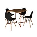 Ver imagem 2 de Mesa Industrial Jantar Quadrada Amêndoa 90x90cm Base Cobre V com 4 Cadeiras Eames Eiffel Pretas Made