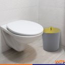 Ver imagem 2 de Lixeira 5 Litros Tampa de Pegar Dourada Banheiro Cozinha - Cinza