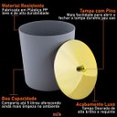 Ver imagem 6 de Lixeira 5 Litros Tampa de Pegar Dourada Banheiro Cozinha - Cinza