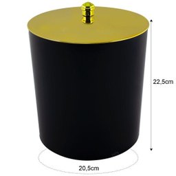 Lixeira 5 Litros Tampa de Pegar Dourada Banheiro Cozinha - Preto - 5