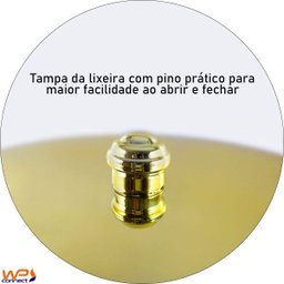 Lixeira 5 Litros Tampa de Pegar Dourada Banheiro Cozinha - Preto - 7