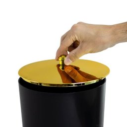 Lixeira 5 Litros Tampa de Pegar Dourada Banheiro Cozinha - Preto - 4