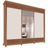 Guarda Roupa Doratto Freijó Casal Mdf 2.50m Espelho e 3 Portas de Correr - 4 Gavetas - 1