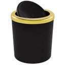 Ver imagem 1 de Lixeira 5 Litros Basculante Redonda Dourada Luxo Cozinha - Preto