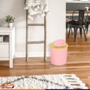 Ver imagem 3 de Lixeira 5 Litros Basculante Redonda Dourada Luxo Cozinha - Rosa Claro