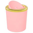 Ver imagem 1 de Lixeira 5 Litros Basculante Redonda Dourada Luxo Cozinha - Rosa Claro