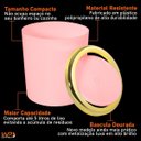 Ver imagem 2 de Lixeira 5 Litros Basculante Redonda Dourada Luxo Cozinha - Rosa Claro