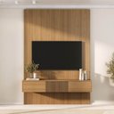 Ver imagem 1 de Rack Ripado com Painel TV até 60 Polegadas 160CMX230CM Aruá CabeCasa MadeiraOriginals Marrom Jatobá