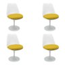 Kit 4 Cadeiras Tulipa Saarinen Branca Base Madeira com Assento Estofado Amarelo - 1