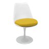 Kit 4 Cadeiras Tulipa Saarinen Branca Base Madeira com Assento Estofado Amarelo - 2