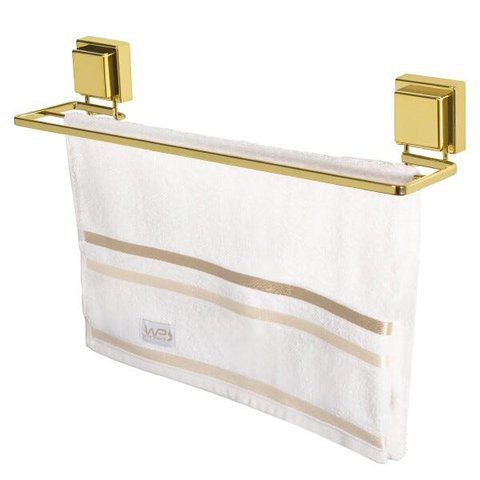 Toalheiro 45cm Dourado Porta Toalha Duplo Fixação Ventosa