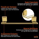 Ver imagem 3 de Toalheiro 45cm Dourado Porta Toalha Duplo Fixação Ventosa