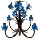 Ver imagem 1 de Luminária de Orquídeas Rústicas Artesanais em Metal para Sala Moderna - Azul Del-Rey