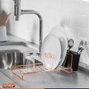 Ver imagem 3 de Escorredor de Louças Compacto Para Pia Pequena em Aço Carbono - Rosé Gold