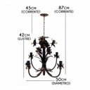 Ver imagem 2 de Luminária de Orquídeas Rústicas Artesanais em Metal para Sala Moderna - Verniz