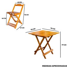 Conjunto Dobrável 70x70 Mesa com 4 Cadeiras Paraná Cor:mel - 5
