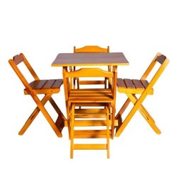 Conjunto Dobrável 70x70 Mesa com 4 Cadeiras Paraná Cor:mel - 4