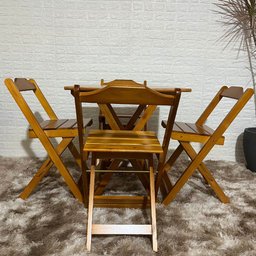 Conjunto Dobrável 70x70 Mesa com 4 Cadeiras Paraná Cor:mel - 2