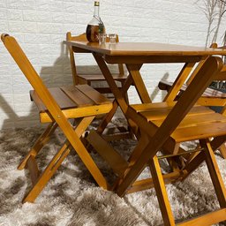Conjunto Dobrável 70x70 Mesa com 4 Cadeiras Paraná Cor:mel - 3