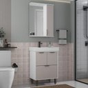 Ver imagem 5 de Conjunto para Banheiro Malibu 60cm com Gabinete Cuba Espelheira LED C00D64013 Branco/Cinza - Ozini m